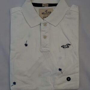 NEW MENS HOLLISTER WHITE POLO SHIRTS